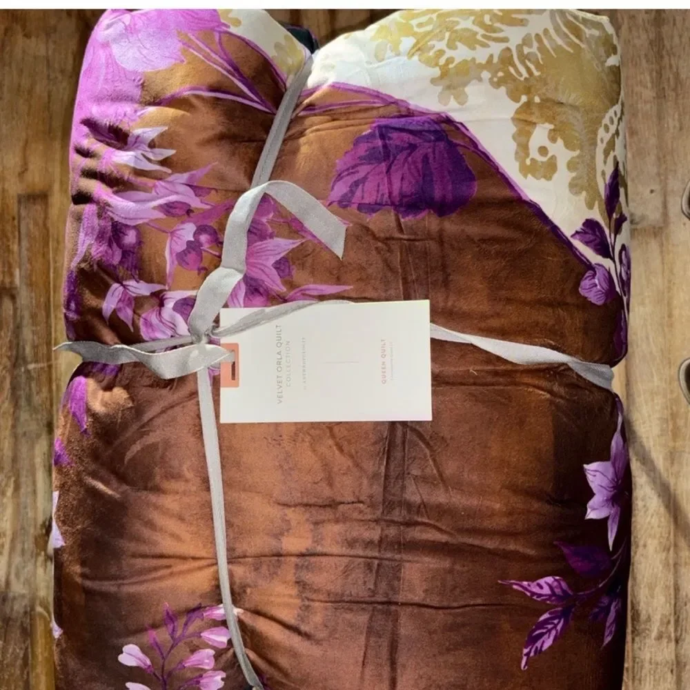 Anthropologie Velvet Orla Quilt